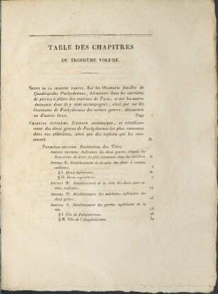 Table Des Chapitres Du Troisième Volume