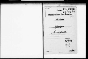 Zustiftung zum Armenfonds Sinzheim durch Friedrich Hillert (gest. 23.12.1944)