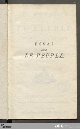 Essai Sur Le Peuple