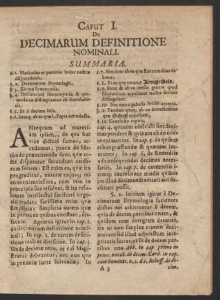 Caput I. De Decimarum Definitione Nominali.