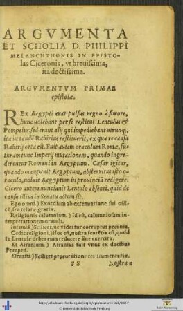 Argumenta Et Scholia