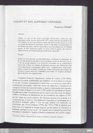 Volney Et Son Alphabet Universel Nurmelek Demır