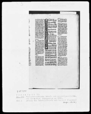 Epistulae canonicae et actus apostolorum cum glossia ordinaria — Initiale I(acobus), Folio 3recto