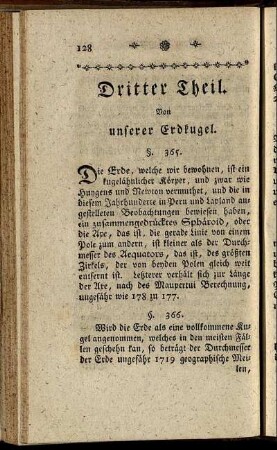 Dritter Theil. Von unserer Erdkugel.