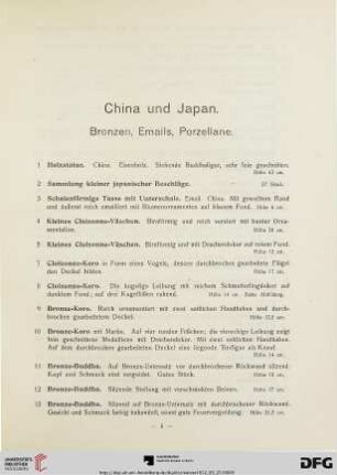 Pronzen, Emails, Porzellane (Nr. 1-88)
