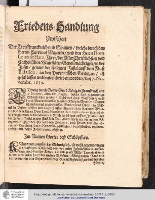 Friedenshandlung - Text des Stücks