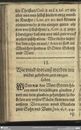 II. Wie unnd worauß werden wir wieder gebohren zum ewigen Leben