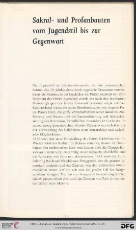 Sakral- und Profanbauten vom Jugendstil bis zur Gegenwart