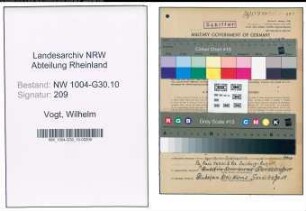Entnazifizierung Wilhelm Vogt , geb. 07.11.1906 (Steuermann)