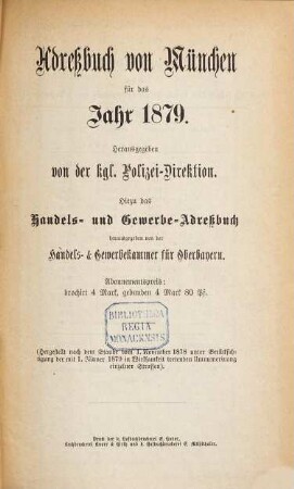 Adreßbuch für München. 1879, 1