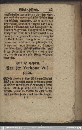 Das 28. Capitel. Von der Versione Vulgata