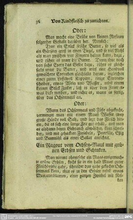 Ein Ragout vom Ochsen-Maul mit grünen Erbsen und Schinken