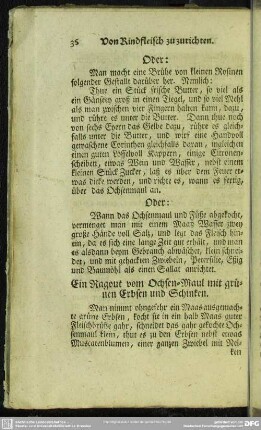 Ein Ragout vom Ochsen-Maul mit grünen Erbsen und Schinken