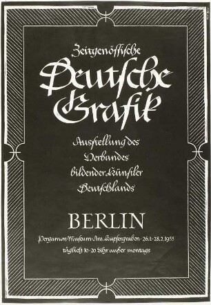 Plakat für die Ausstellung "Zeitgenössische Deutsche Grafik" im Pergamon Museum Berlin