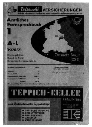 1970/1971: Amtliches Fernsprechbuch
