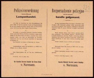 "Polizeiverordnung betreffend Lumpenhandel"