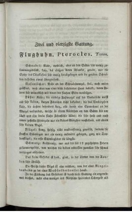 Zwei und vierzigste Gattung. Flughuhn. Pterocles. Temm.