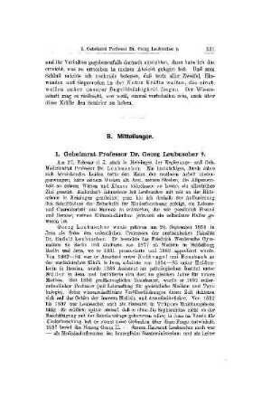 Geheimrat Professor Dr. Georg Leubuscher : [Nachruf: ] ; (Mitteilungen)