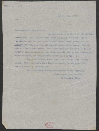 Brief an Paul Graener : 16.04.1915