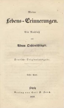 Band 1: Meine Lebens-Erinnerungen