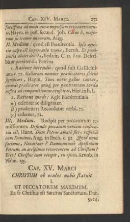 Cap. XV. Marci Christum ob oculos nobis statuit ...