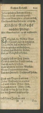 Kirchen-Andacht nach der Predigt