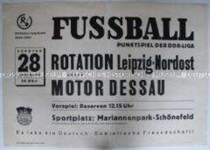 Maueranschlag zu einem Fußball-Spiel