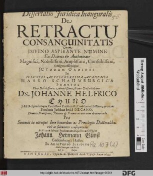 Dissertatio Iuridica Inauguralis De Retractu Consanguinitatis