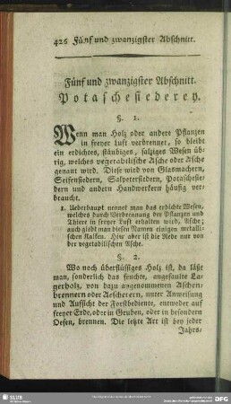 Fünf und zwanzigster Abschnitt. Potaschesiederey