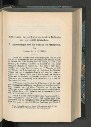 Mitteilungen des agrikultur-chemischen Institutes der Universität Königsberg.