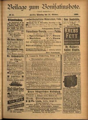 Zweite Ausgabe vom Sonntag, den 22. Oktober 1899.