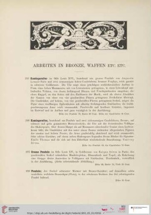 Arbeiten in Bronze, Waffen etc. etc.(Nr. 235 - 312)