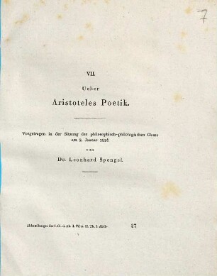 Ueber Aristoteles Poetik