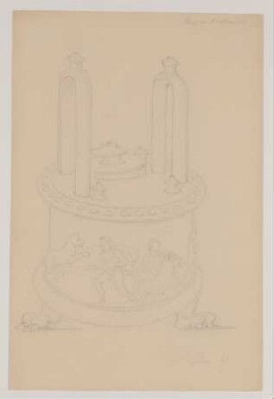 Pyxis aus dem ehem. Museo Borbonico in Neapel [aus einem Konvolut von 107 Blatt Architekturstudien und Skizzen einer Italienreise]