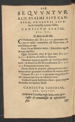 Sequuntur Alii Psalmi Sive Cantica, Ex Sacris Literis, in Ecclesiis cantari solita.