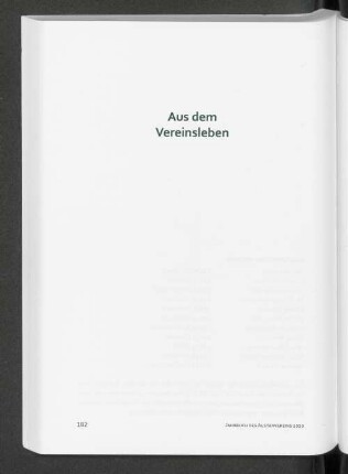 Aus dem Vereinsleben. Vereinsleitung im Jahre 2019. In die Willa Cordes-Stiftung delegierte Mitglieder. Ehrenvorsitzende und Ehrenmitglieder des Alstervereins e. V.