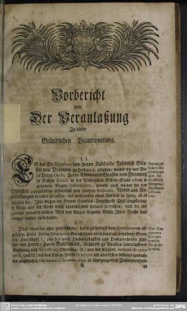 Vorbericht von Der Veranlaßung Zu dieser Gründlichen Beantwortung