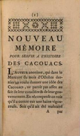 Nouveau Mémoire pour servir à l'histoire des Cacouacs