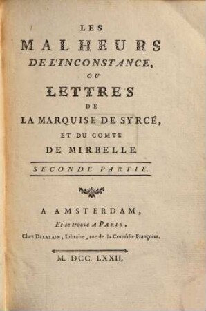 Les Malheurs de l'inconstance, 2