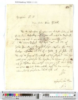 Brief an Johann Gottfried Gurlitt