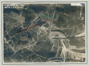 Foto einer feindlichen Geschützstellung bei Bapaume (Luftbild)