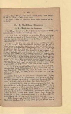 IV. Die Wortbildung (Etymologie)