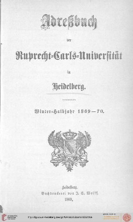 Wintersemester 1869/1870