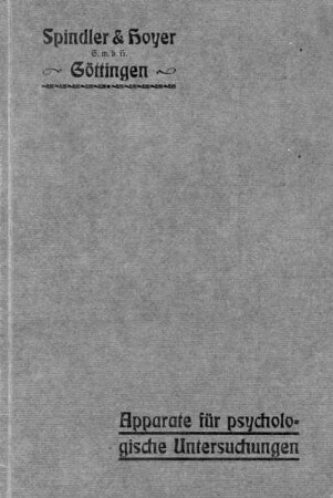 Apparate für psychologische Untersuchungen, Katalog XXI
