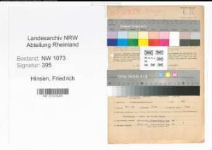 Entnazifizierung Friedrich Hinsen , geb. 03.08.1909 (Tischler)
