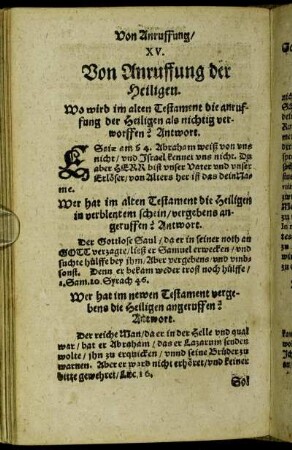 XV. Von Anruffung der Heiligen.