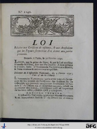 Loi relative aux Certificats de résidence.