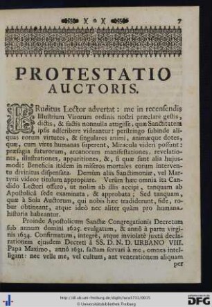 Protestatio Auctoris.