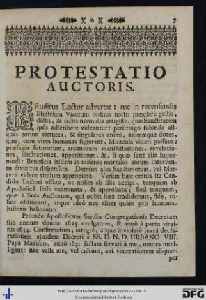 Protestatio Auctoris.