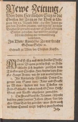 Merck fleissig auff mein fromer Christ/ wie in Vngern zu diser frist/